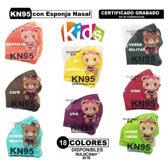 40 Pzas Cubrebocas Kn95 Infantil 5 Capas / Para Niños