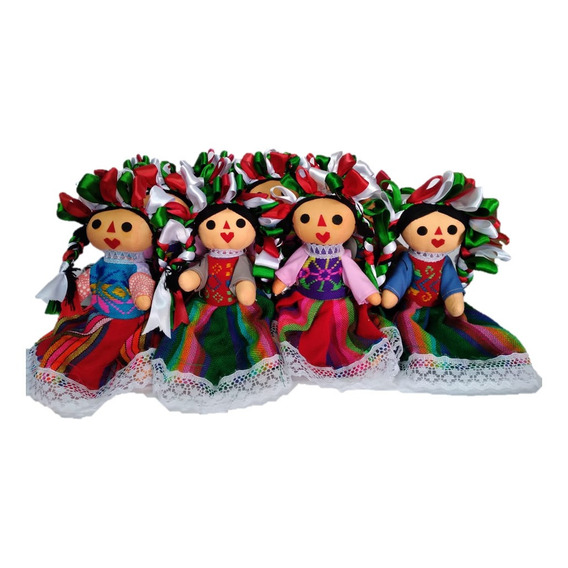 Muñeca De Trapo Tricolor Lele Mexicano Artesanala 12pz 22cm