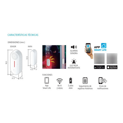 Sensor Magnetico De Apertura Puerta O Ventana Smart Tbcin