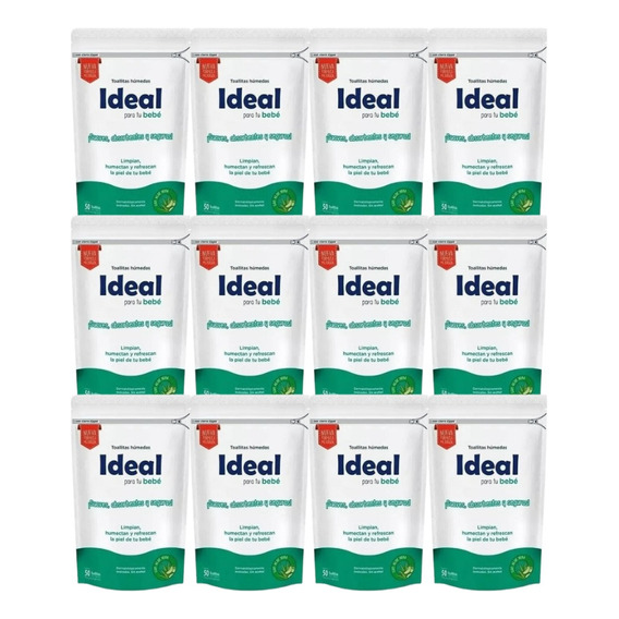 Ideal Toallitas Húmedas Con Aloe Vera 50u Pack X12 