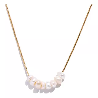Collar Gargantilla Elegante Perlas Acero Chapado Oro 18k 