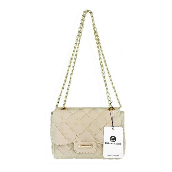 Bolso Manos Libres Cartera Bandolera Femenina Karla Chacon Color Beige