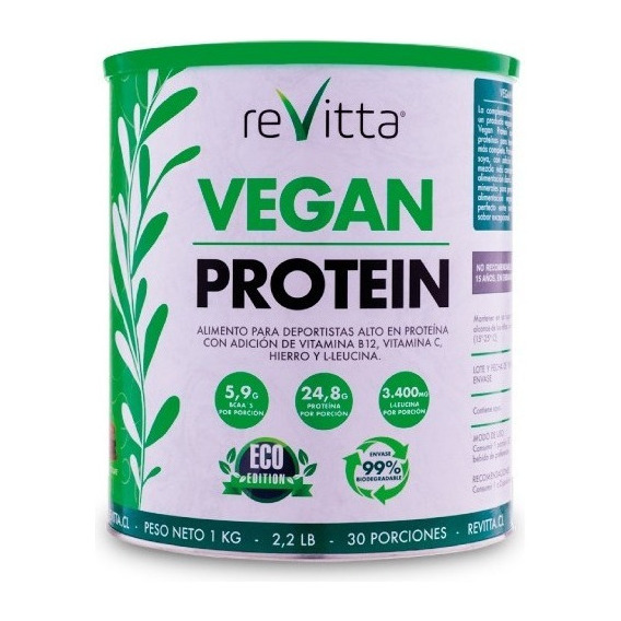 Proteina Vegana Vegan Protein 1 Kg. 30 Servicios Revitta Sabor Frutos Del Bosque