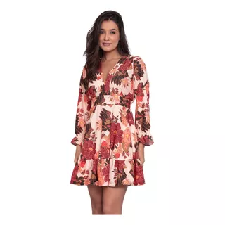 Vestido Feminino Florido Estampado Moda Tendência Elegante