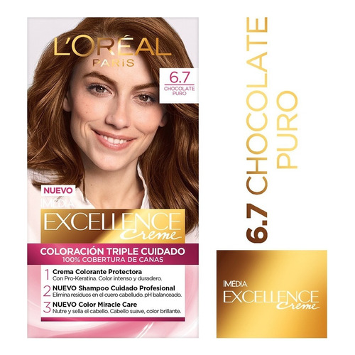 Kit De Coloración L'oréal Paris Excellence Creme Tono 6.7 Chocolate Puro
