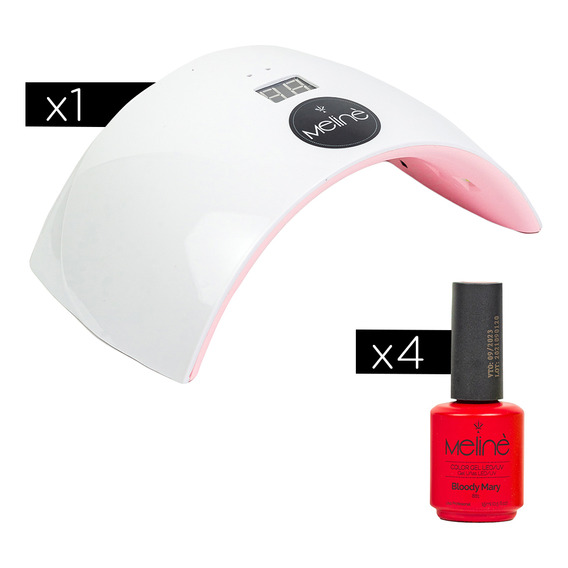 Kit 4x Esmaltes Semipermanentes + Cabina Nail Lamp Meliné