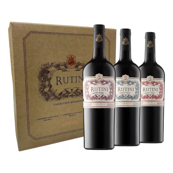 Rutini Colección X 3 Malbec Cabernet Syrah + Estuche