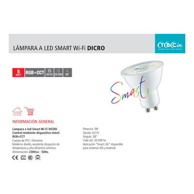 Lámpara Led Smart Tbcin Gu10 5w Wi-fi App Tuya
