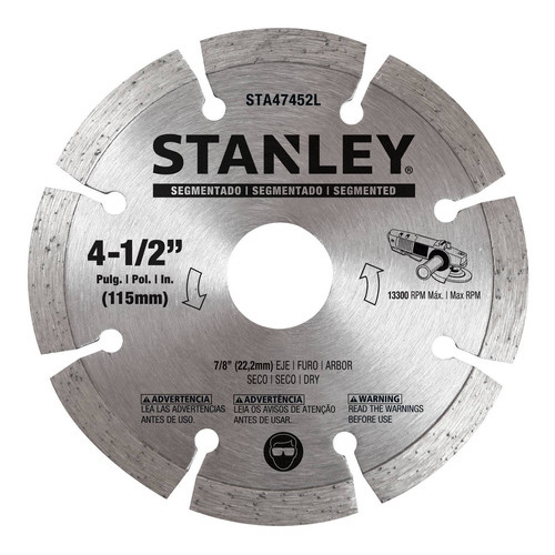 Disco Diamantado 4,5 Stanley Sta47452l Color Plateado