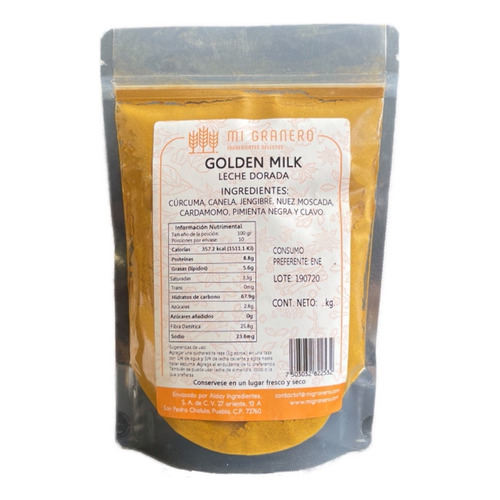 Golden Milk Leche Dorada Vegana Cúrcuma 500 Gramos