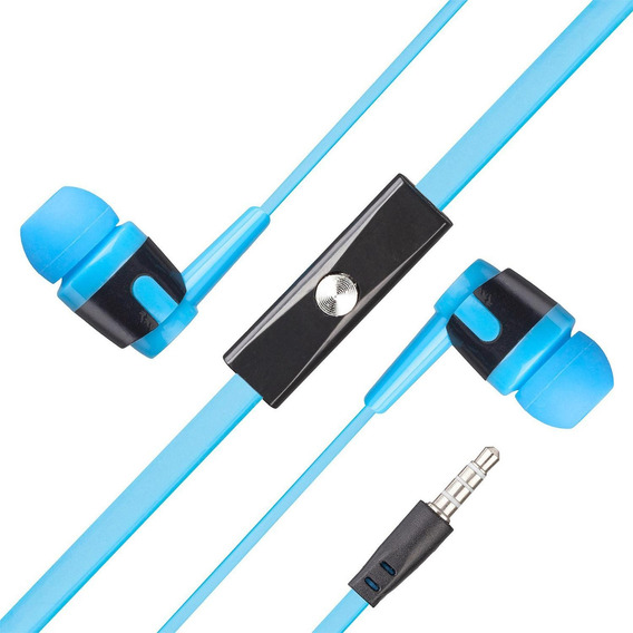 Audífonos Manos Libres Con Cable Plano Mh-0022bl Color Azul/Negro