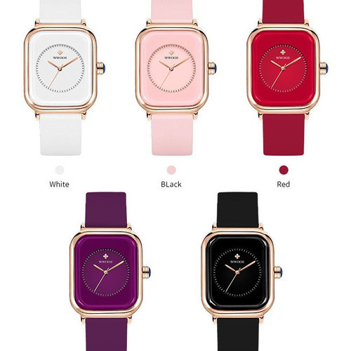 Reloj De Cuarzo Wwoor Square Fashion Para Mujer Color Del Fondo Rosa