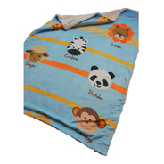 Cobertor Con Borrega Infantil 1.00x1.30 Modelo Zoo Azul