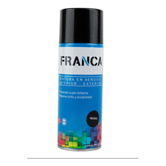 Esmalte En Aerosol 400ml Franca - Mate Brillante Y Satinados Color Negro Mate