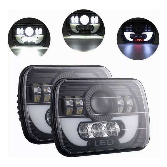 Par Faro Led Cuadrado 5x7 Hi/lo Haz Drl Nissan Jeep Cherokee