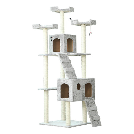 Juguete Rascador Para Gato Torre Con Casa Tres Pisos 186 Cm