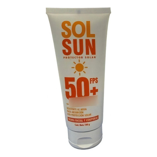 Solsun, Protector Solas 50 Fps+, Resistente Al Agua, 100 Gr