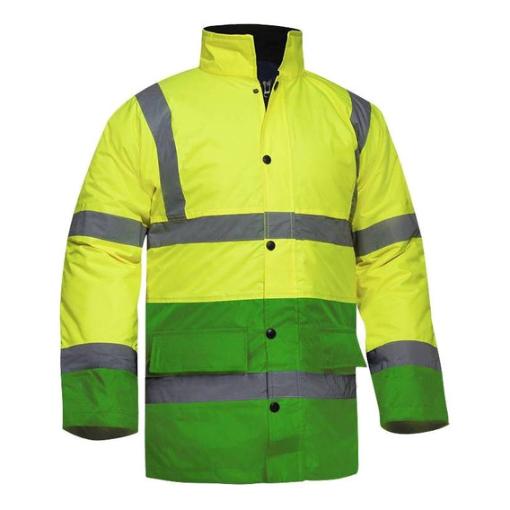 Campera Parka Reflectiva Combinada Amarillo Y Verde Manzana