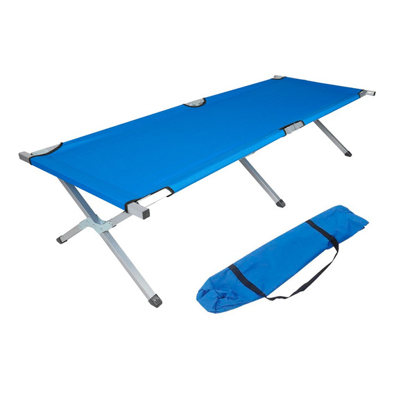 Catre Aluminio Portable C/bolso Campamento Carpa 120kg Color Azul