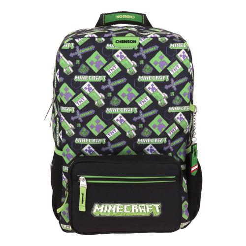 Mochila Grande Negro Chenson Minecraft Primaria Dorein Para 