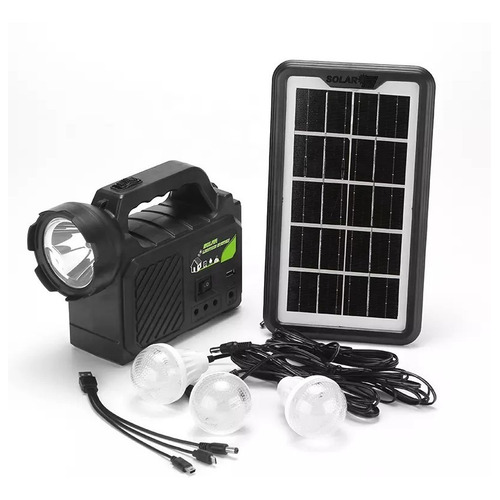 Kit Solar Camping: 3 Ampolletas + Linterna Usb Color Negro - 220053