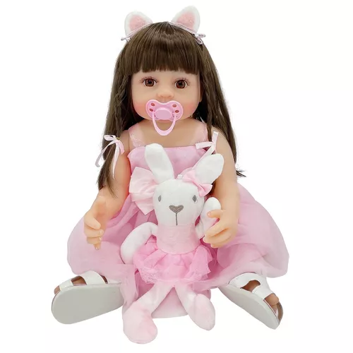 Bebê Reborn Boneca Brastoy De Silicone Rosa Presente para Crianças