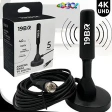 Antena Digital 4k Hd Interna Externa Para Tv Samsung LG Smart Led Lcd 3d Uhf Cabo Longo Com Base Magnética