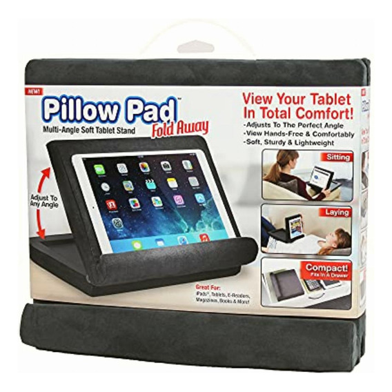 Ontel Pillow Pad Soporte Suave Multiángulo Para Tablet, Color Gris