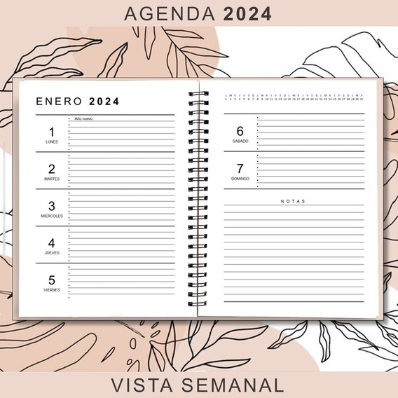 Agenda Imprimible 2024 Vista Semanal Editable 100% Ppt + Pdf