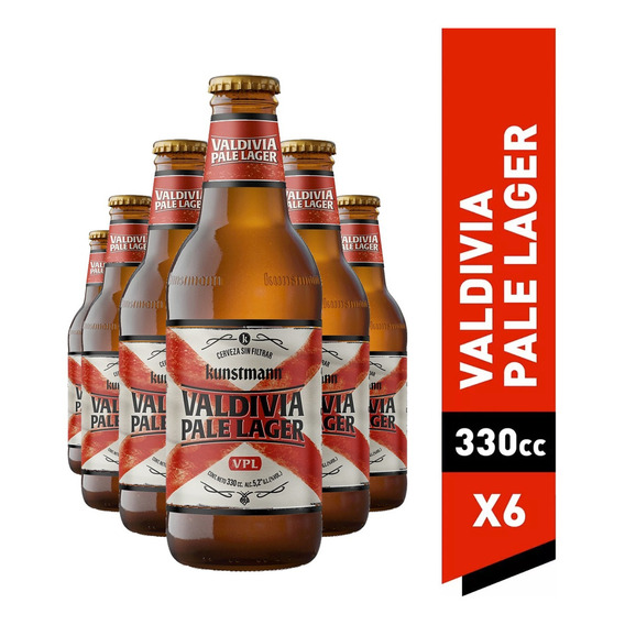 Pack 6 Cerveza Kunstmann Valdivia Pale Lager Botella 330cc