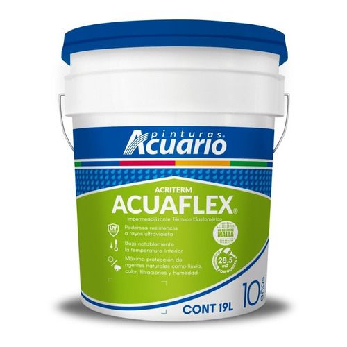  Acuario Acriterm Acuaflex  Impermeabilizante  10 Años - 19 Litros Color Blanco 