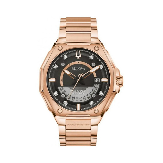 Reloj Bulova Caballero Precisionist Series X 97d129 E-watch Color de la correa Oro rosa Color del fondo Negro