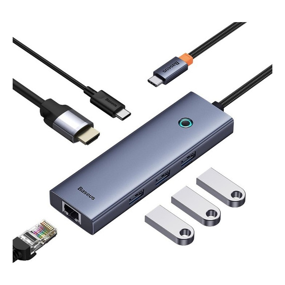 Adaptador Baseus Usb-c Hub Hdmi4k Rj45 Macbook Apple 6en1