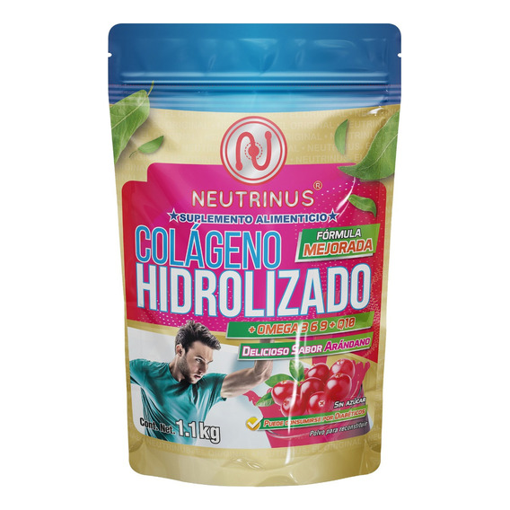 Suplemento Colágeno Hidrolizado Con Omega 3, 6, 9 Y Q10 Sabor Arándanos