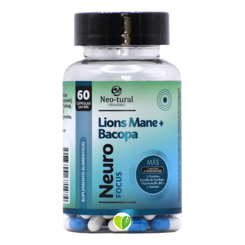 Neuro Focus Lions Mane (melena De Leon) 60 Cáps 500 Mg Sabor Sin sabor