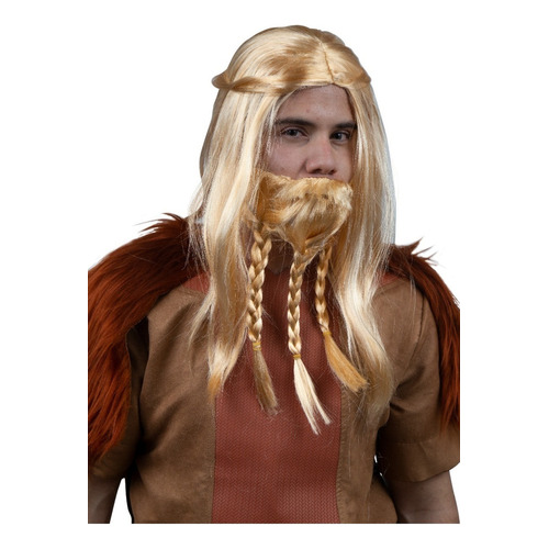 Peluca De Vikingo Con Barba Dorada Fiesta Halloween Disfraz Color Dorado