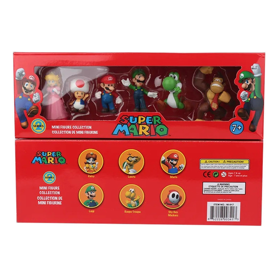 6 Figuras Coleccion Mario Y Amigos Princesa-donkey + Sticker