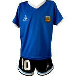 Camiseta Y Short  Maradona Argentina 1986 Suplente Niños