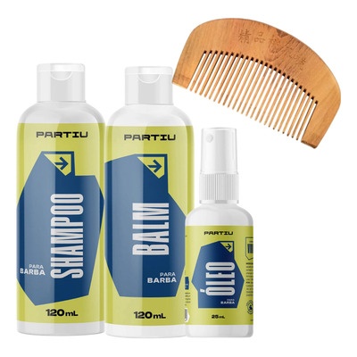 Kit Para Barba Shampoo,balm,oleo Vivaz Partiu Pente 1\2 Lua