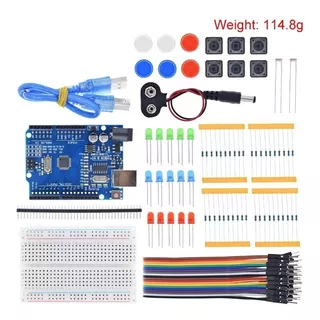 Kit Arduino Uno R3 Aprendizaje Led Cable Protoboard Resistor