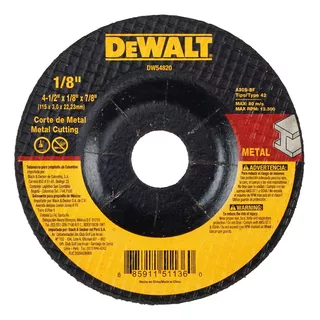 Disco Corte Metal 4 1/2x1/8x7/8  Dewalt Dw54820 3 Pzas