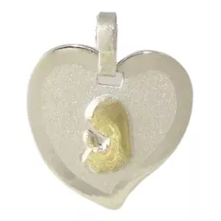 Dije Corazón Virgen Niña Plata 925 Con Oro Arenada Grabado 