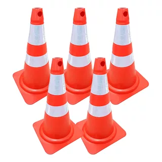 Kit 5 Cone Flexível 75 Cm Faixa Refletiva Laranja & Branco