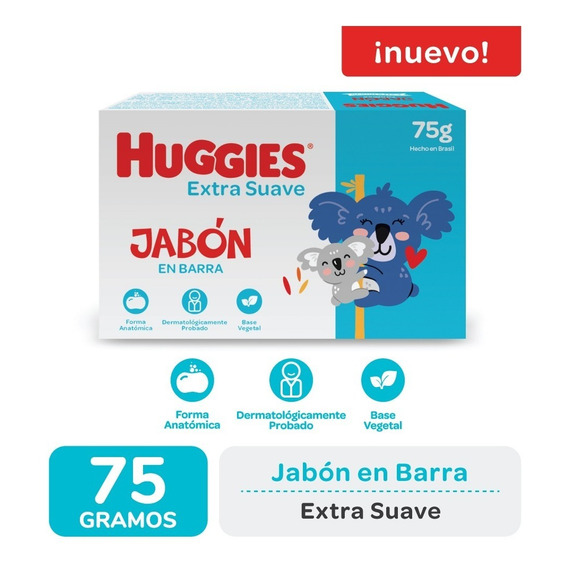 Jabon En Barra Huggies Bebe Extra Suave X 75 Gr