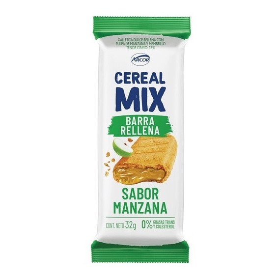 Oferta! 18 Barras De Cereal Mix Rellena Manzana Arcor 32g