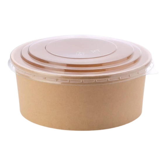 Bowl Kraft 1300 Ml C/ Tapa Envase Delivery Ecologico (300 U)