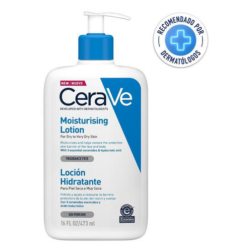  CeraVe Loción Hidratante |473ml| Loción hidratante para rostro y cuerpo para piel seca con ácido hialurónico