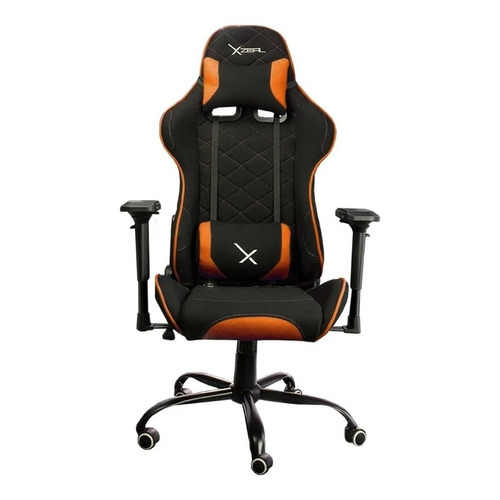 Silla de escritorio Xzeal XZ25 gamer ergonómica  negra y naranja con tapizado de tela