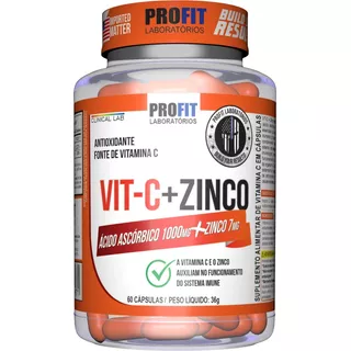 Vitamina C 1000mg + Zinco 7mg - Profit Labs Sabor Sem Sabor