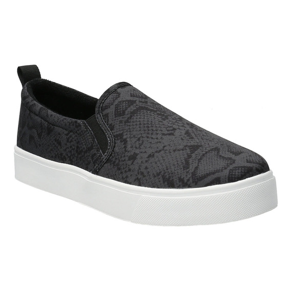 Zapatilla Mujer Animal Print Slip On Negro